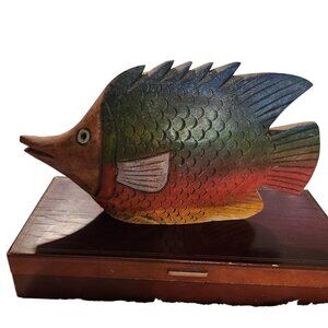Hand-Carved Wooden Fish Sculpture